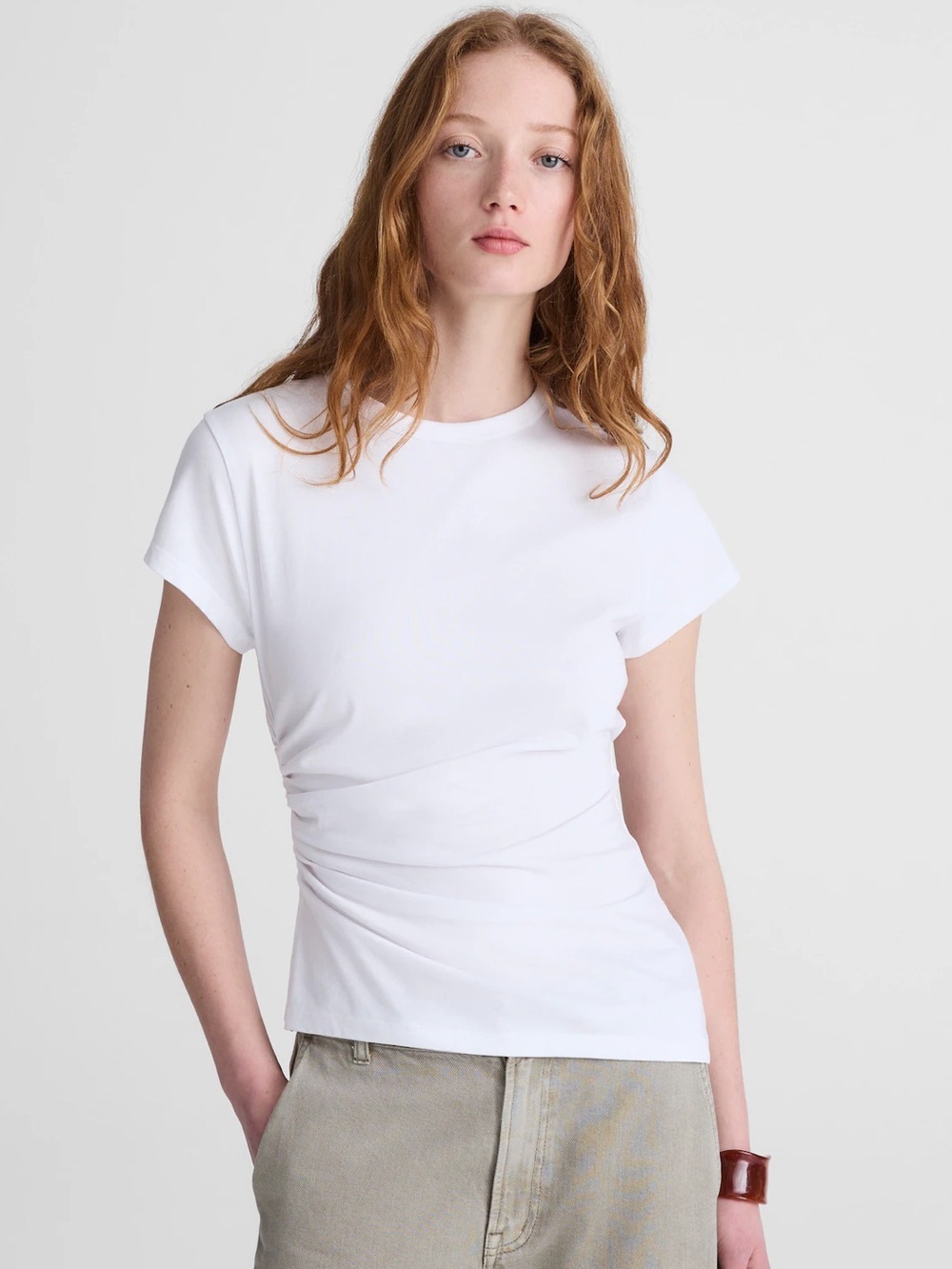 Madewell Asymmetric Ruched Tee in Allday Jersey Sz. XXS